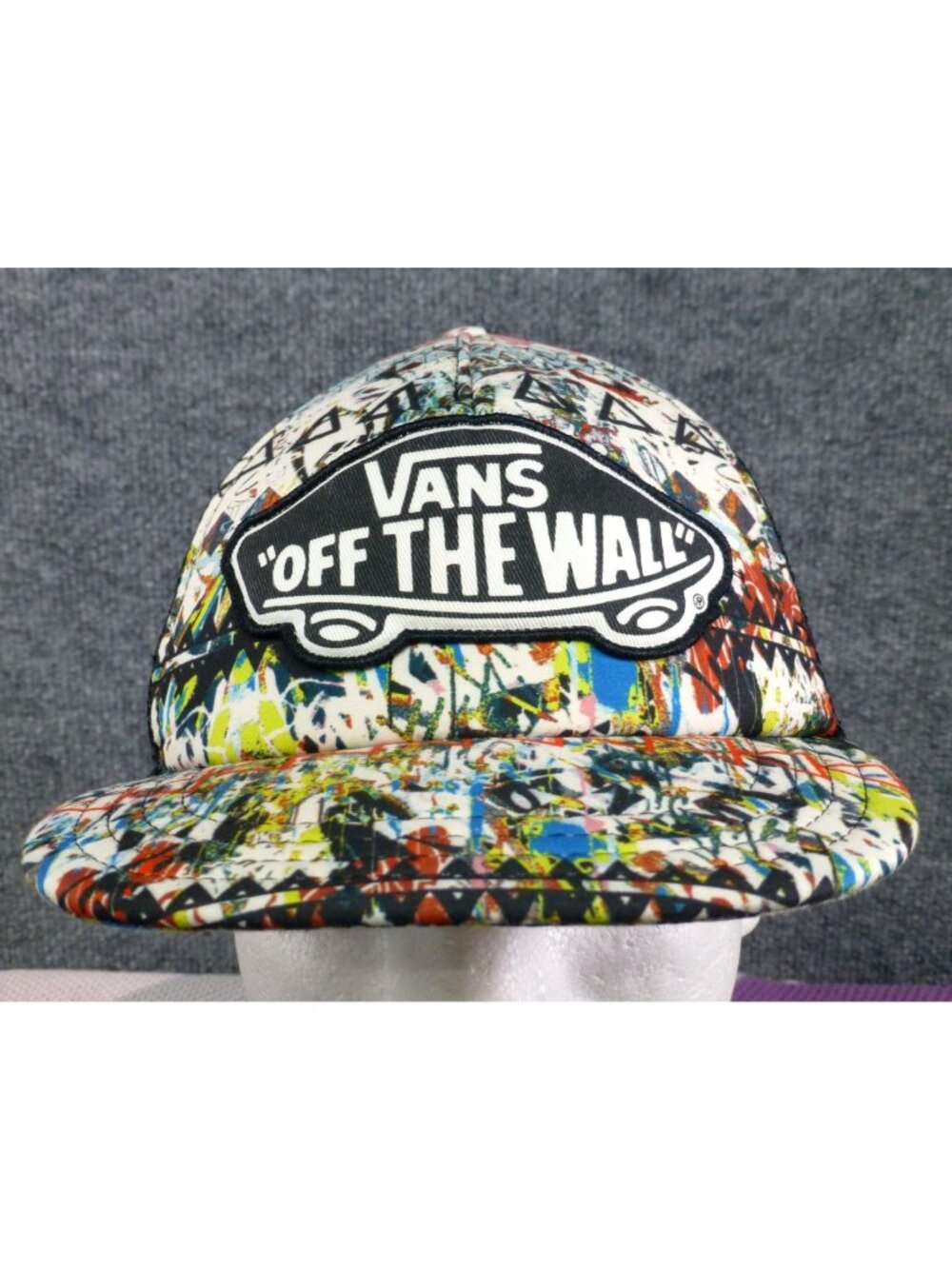 Vans "Off The Wall" Graffiti Print Snapback Trucker Hat With Mesh Back Panel Adj